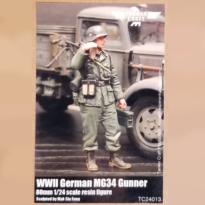 WWII German MG34 Gunner - 80mm 1/24 Scale Resin Figure